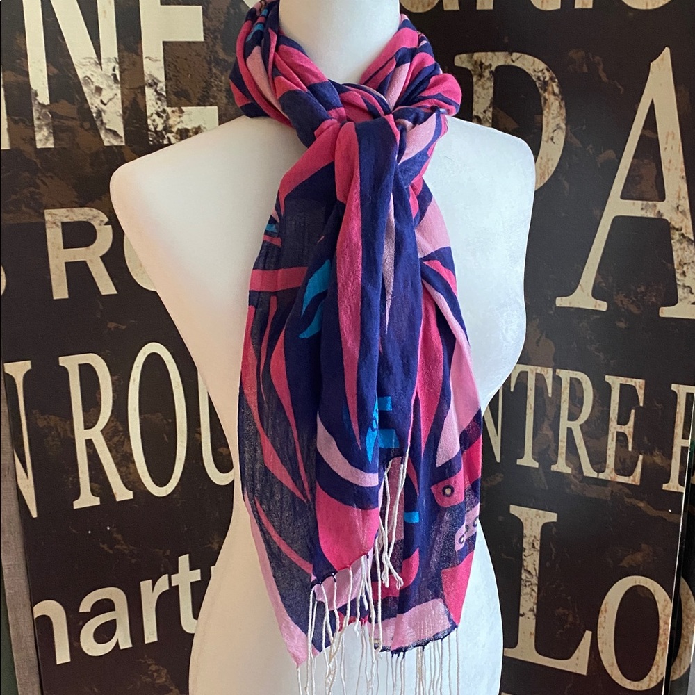 Lilly Pulitzer Blue and Pink long scarf